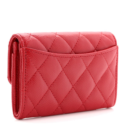Chanel Caviar Quilted Flap Card Holder Wallet Red 3 of 8