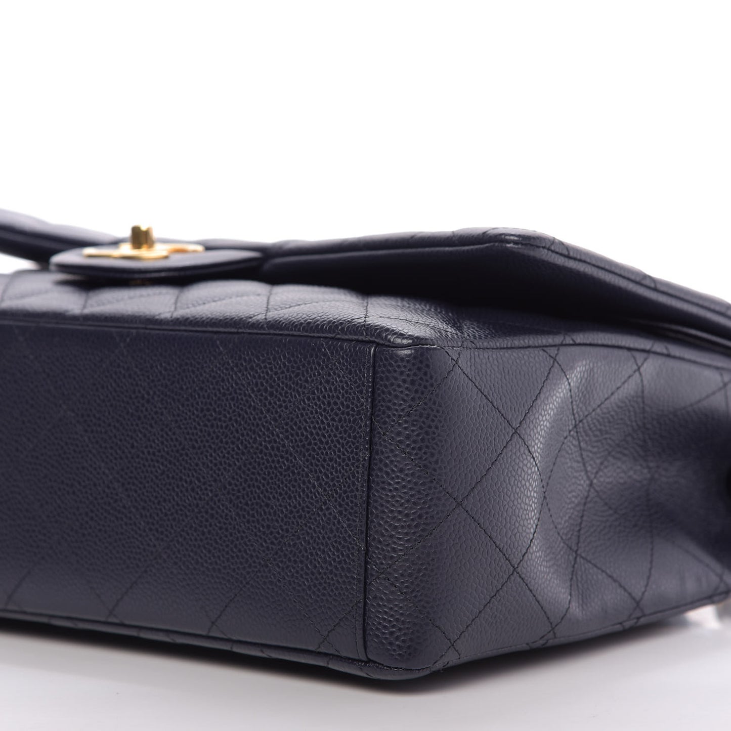 Caviar Quilted Maxi Double Flap Navy Blue
