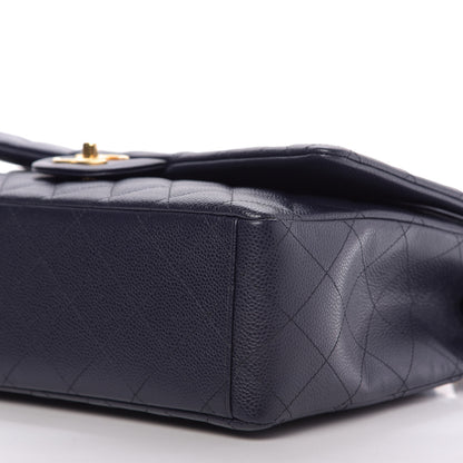 Chanel Caviar Quilted Maxi Double Flap Navy Blue 7 of 10