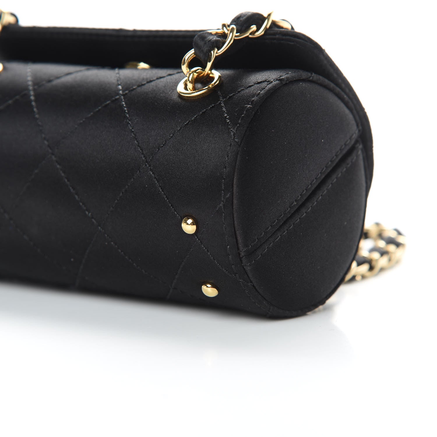 Chanel Satin Quilted Evening Bag Black 10 of 11