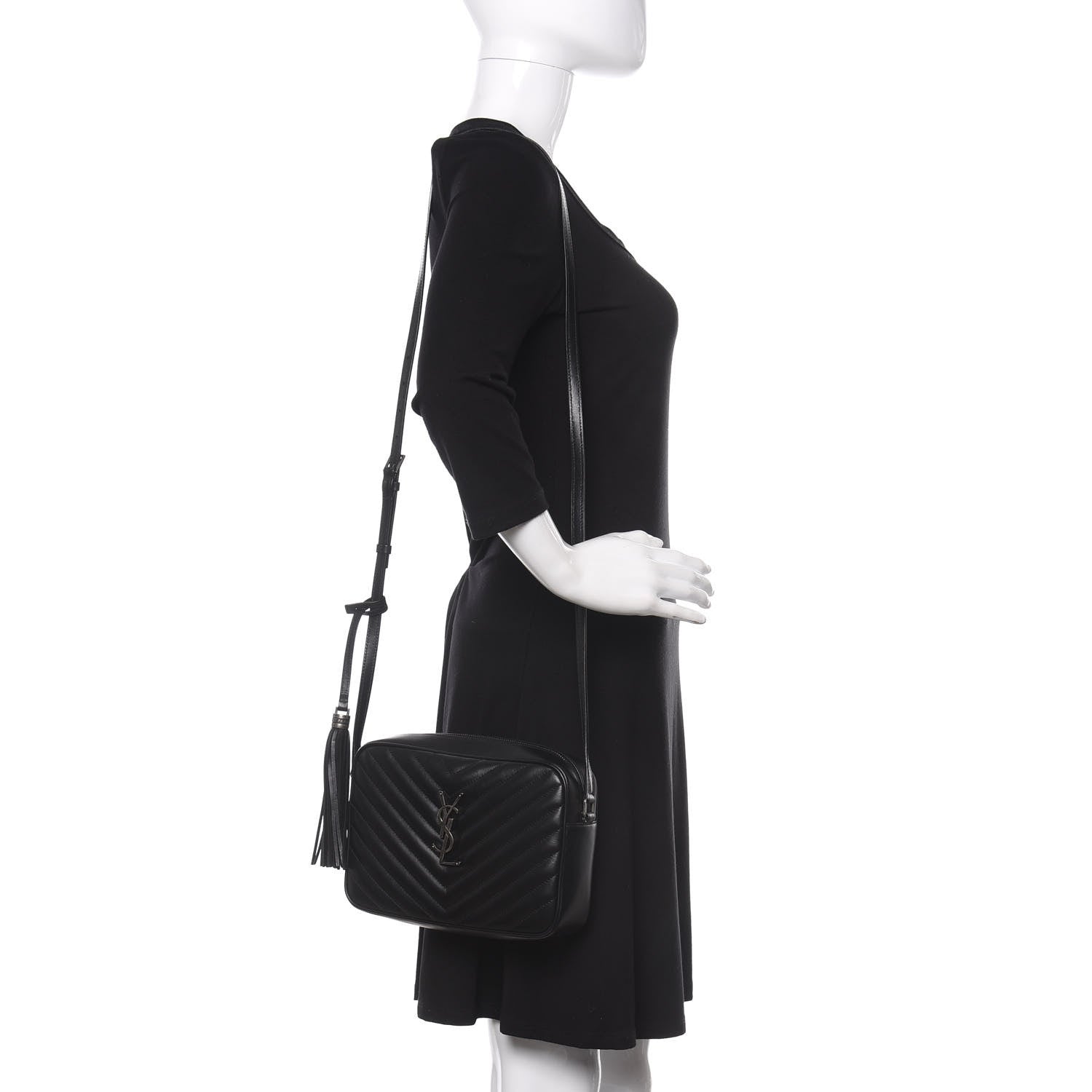 Saint Laurent Calfskin Matelasse Monogram Lou Camera Bag Black 2 of 10