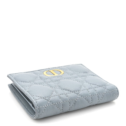 Christian Dior Grained Calfskin Supple Cannage Caro Dahlia Wallet Cloud Blue 4 of 8