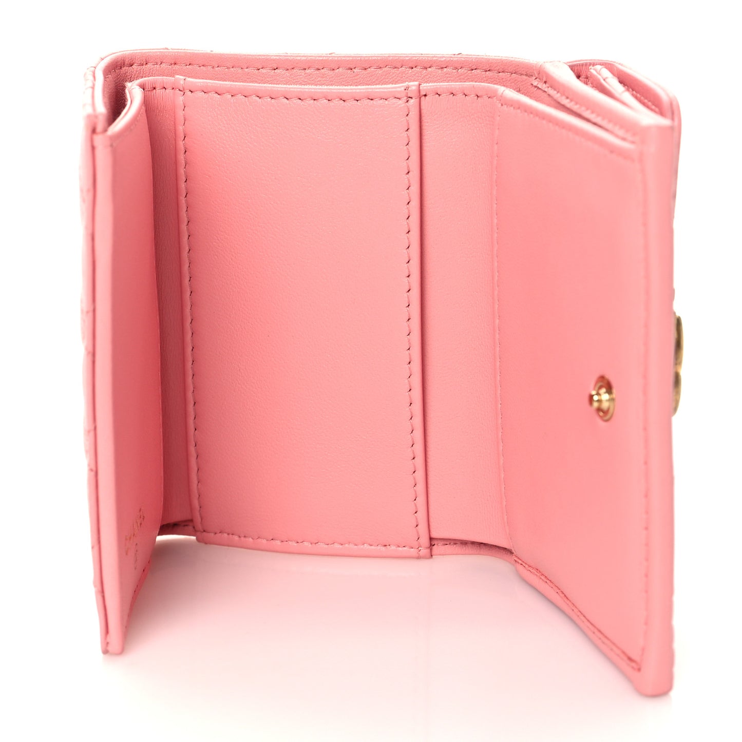 Lambskin Quilted Small Boy Flap Wallet Pink
