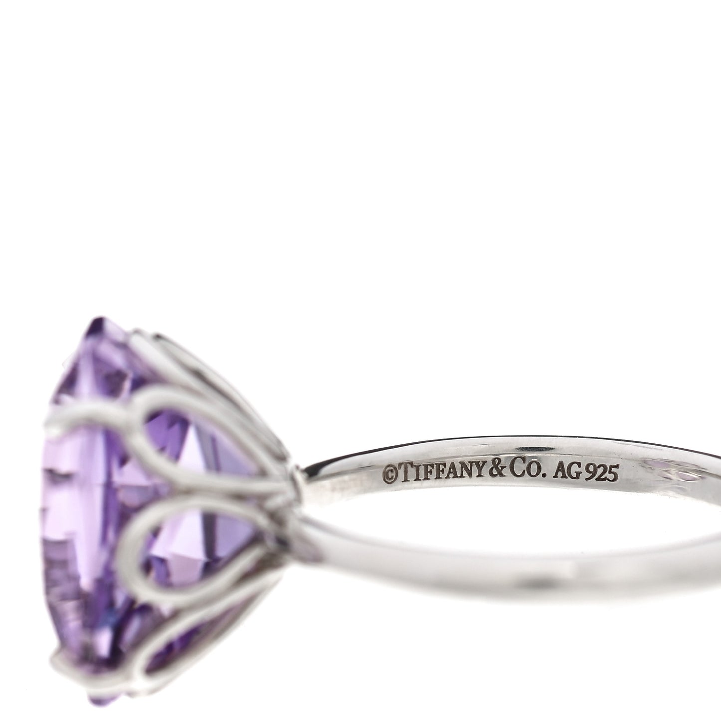 Sterling Silver Amethyst Sparklers Octagonal Cocktail Ring 51.5.75