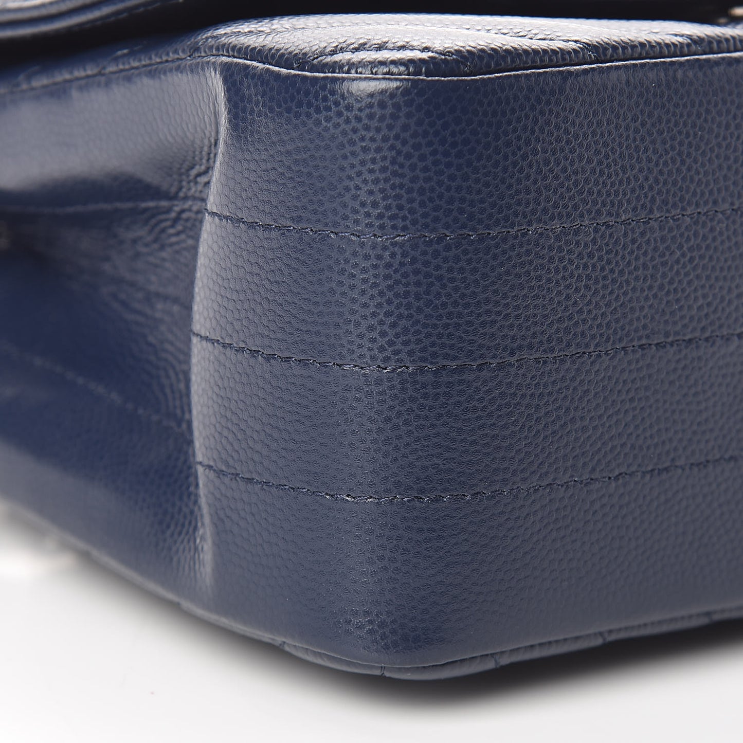 Caviar Chevron Quilted Mini Square Flap Dark Blue