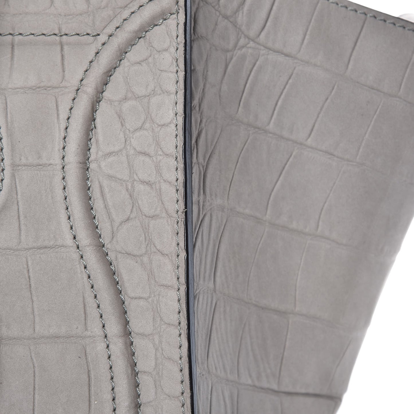 Crocodile Embossed Nubuck Medium Phantom Luggage Grey