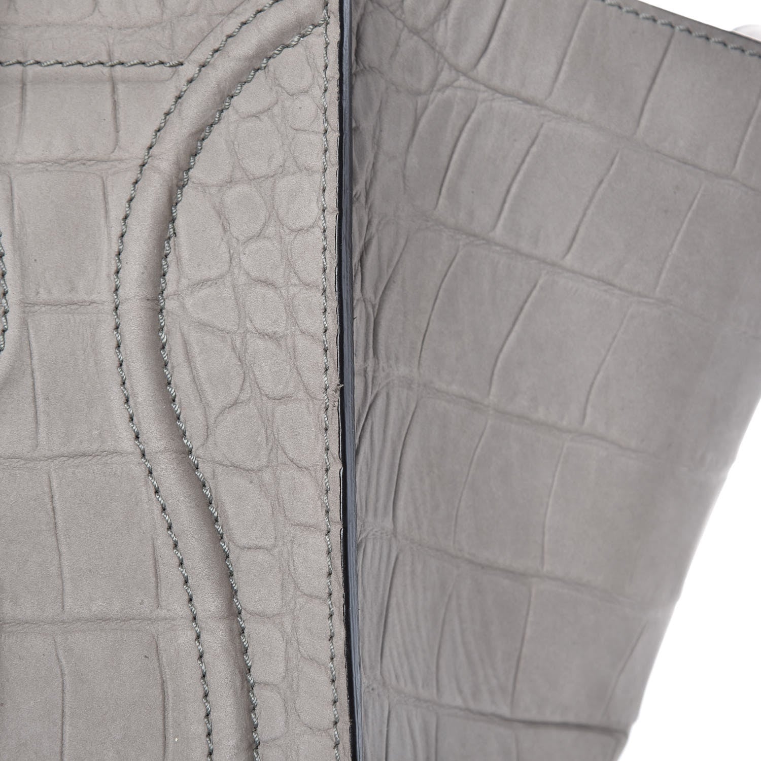 Celine Crocodile Embossed Nubuck Medium Phantom Luggage Grey 16 of 20