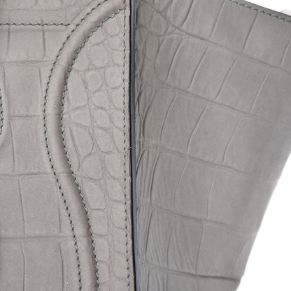Celine Crocodile Embossed Nubuck Medium Phantom Luggage Grey 16 of 20