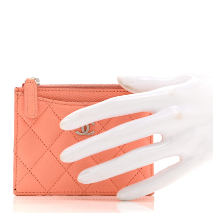 Chanel Caviar Quilted CC Zip Card Holder Pink 2 of 10