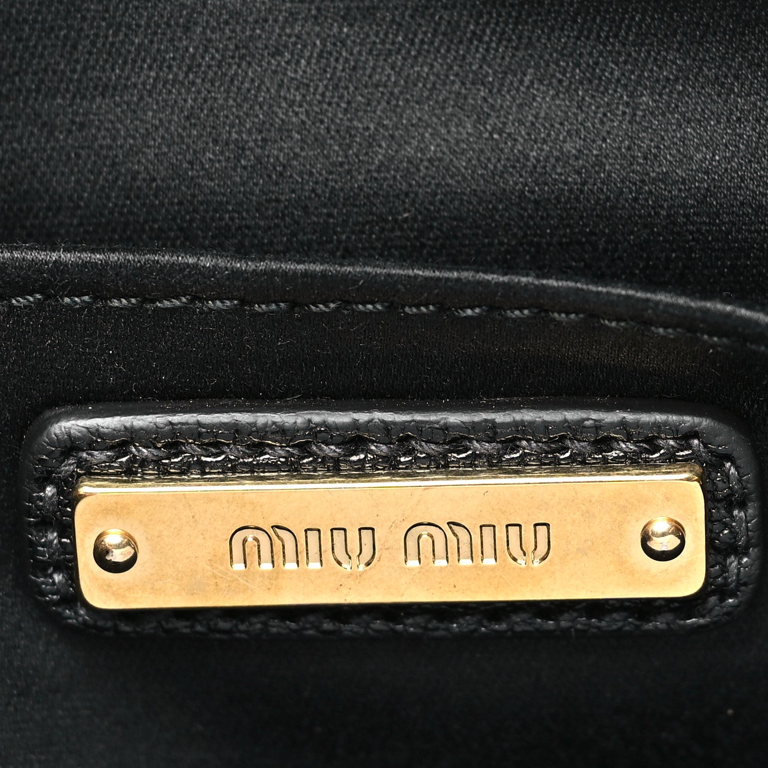 Miu Miu Goatskin Madras Crossbody Bag Black 6 of 9