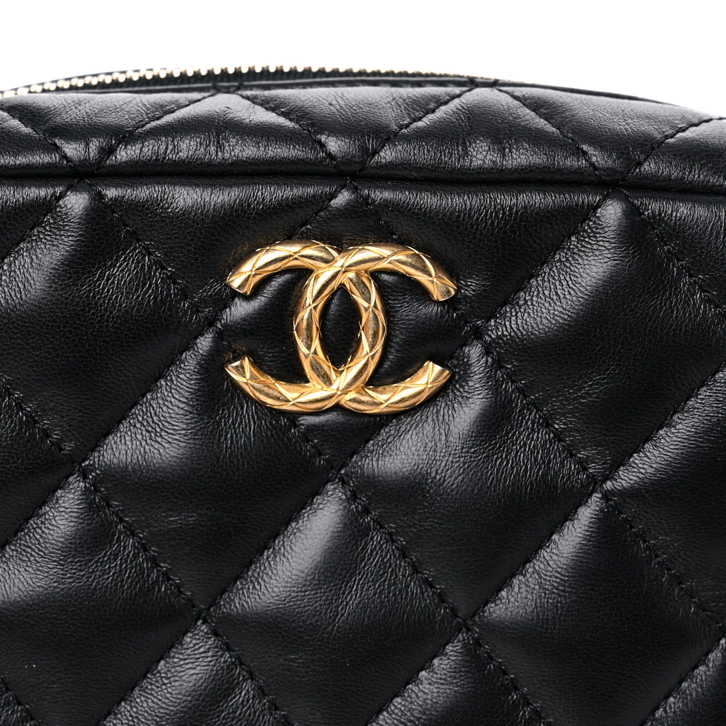 Lambskin Quilted Mini Pillow Crush Camera Case Black