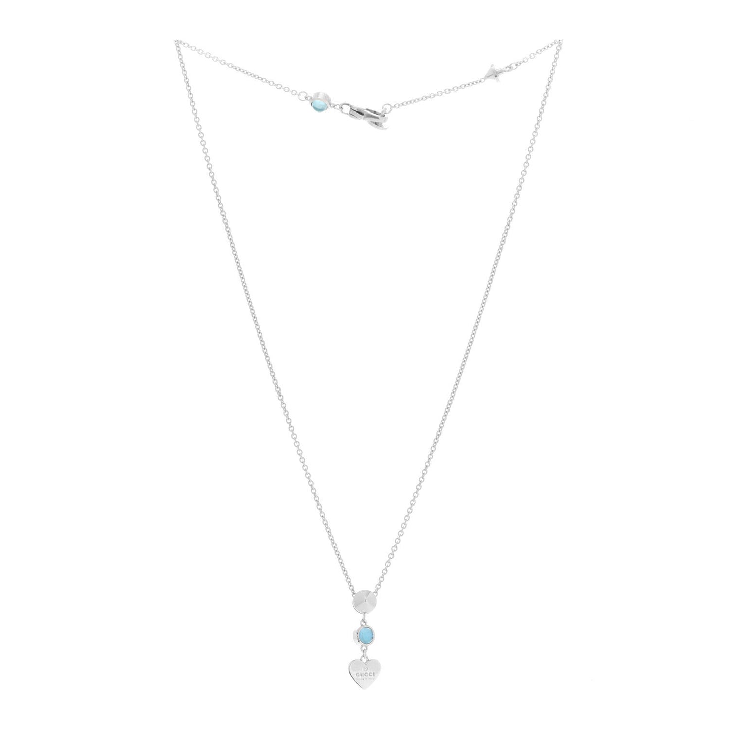 Sterling Silver Blue Topaz Trademark Heart Pendant Necklace