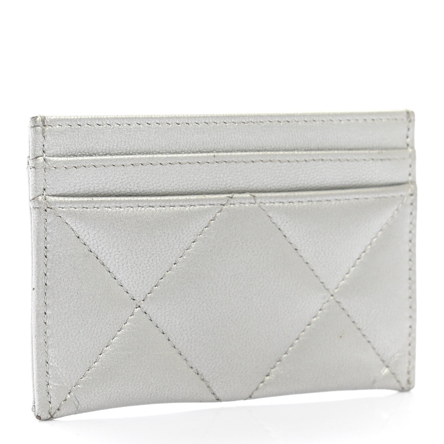 Chanel Metallic Goatskin Quilted 19 Card Holder Silver 3 of 7