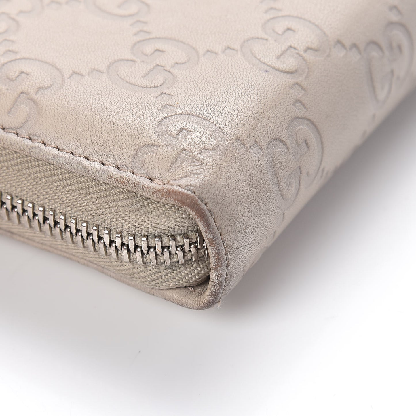 Guccissima Large Twins Zip Around Wallet White