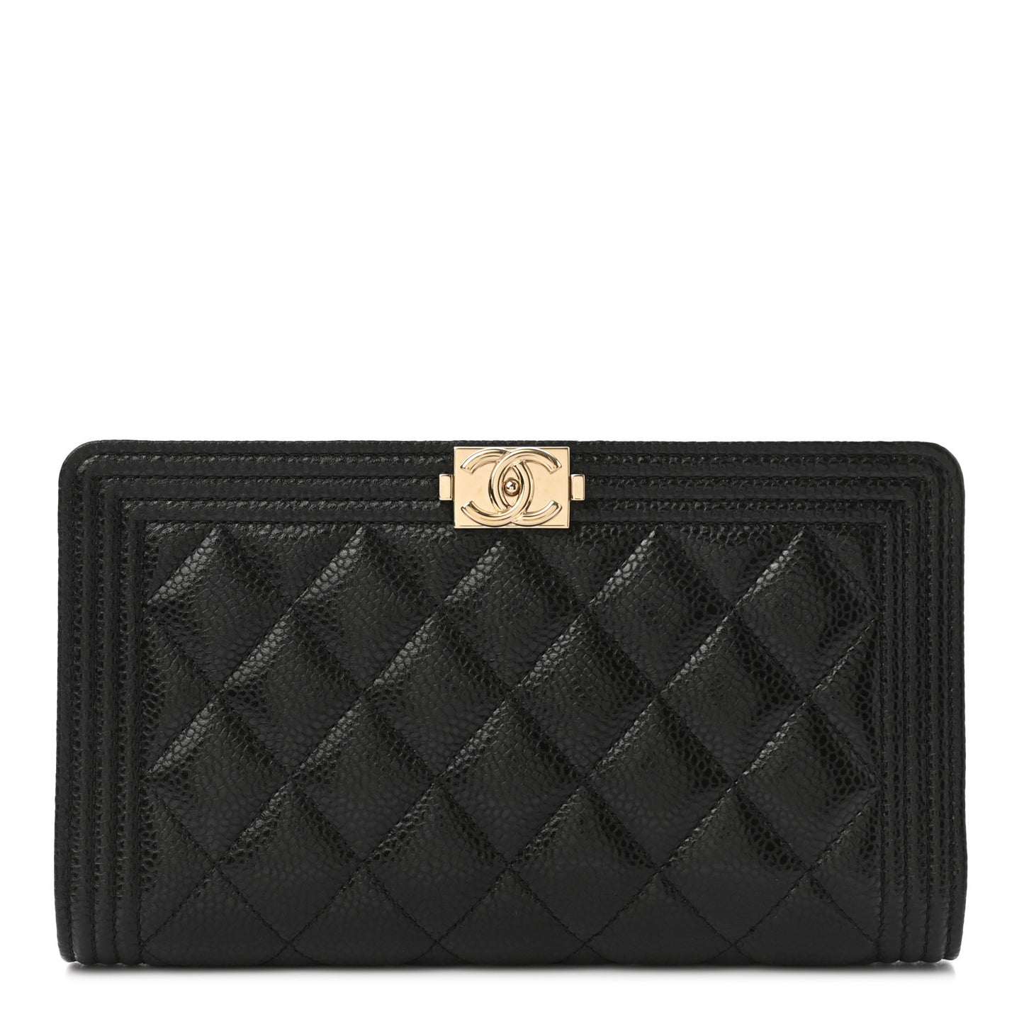 Caviar Quilted Boy Yen Wallet Black