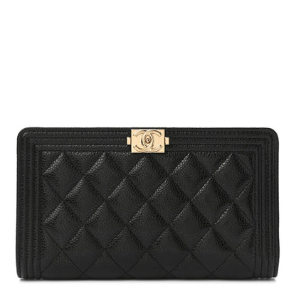 Chanel Caviar Quilted Boy Yen Wallet Black 1 of 9