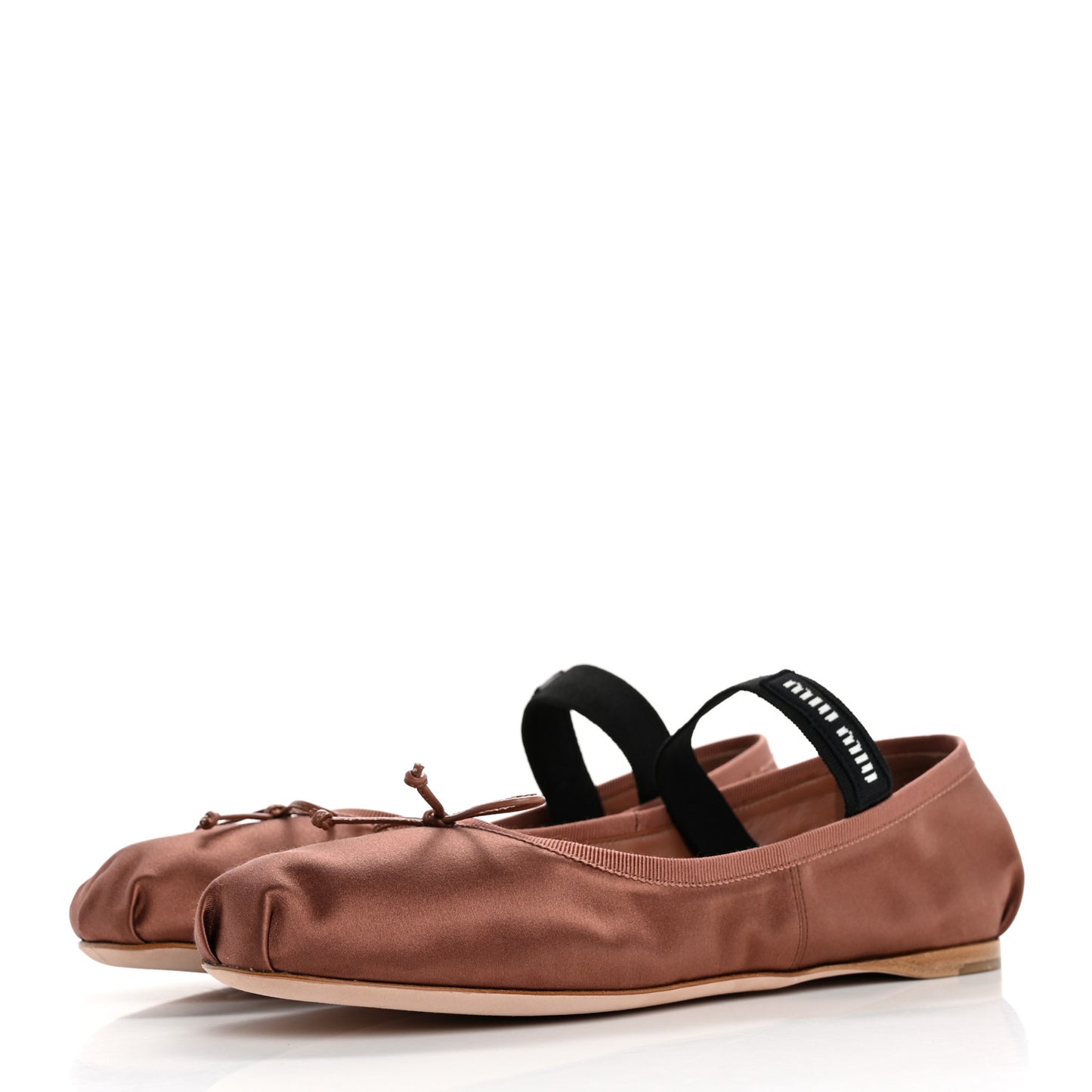 Satin Logo Ballerina Flats 39.5 Cacao