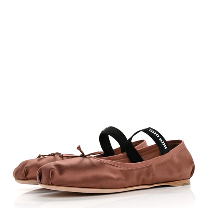 Miu Miu Satin Logo Ballerina Flats 39.5 Cacao 4 of 11
