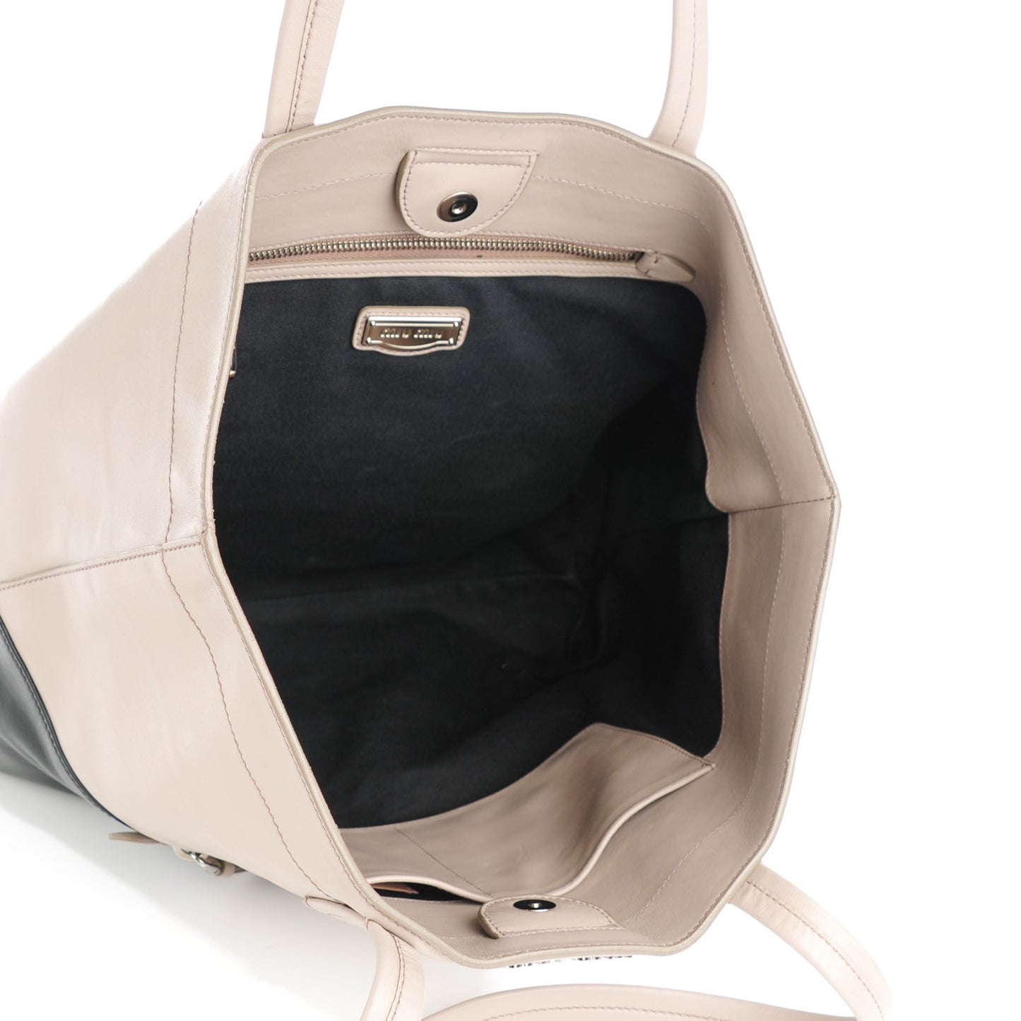 Vitello Soft Calf Shopping Tote Allumino Nero Black