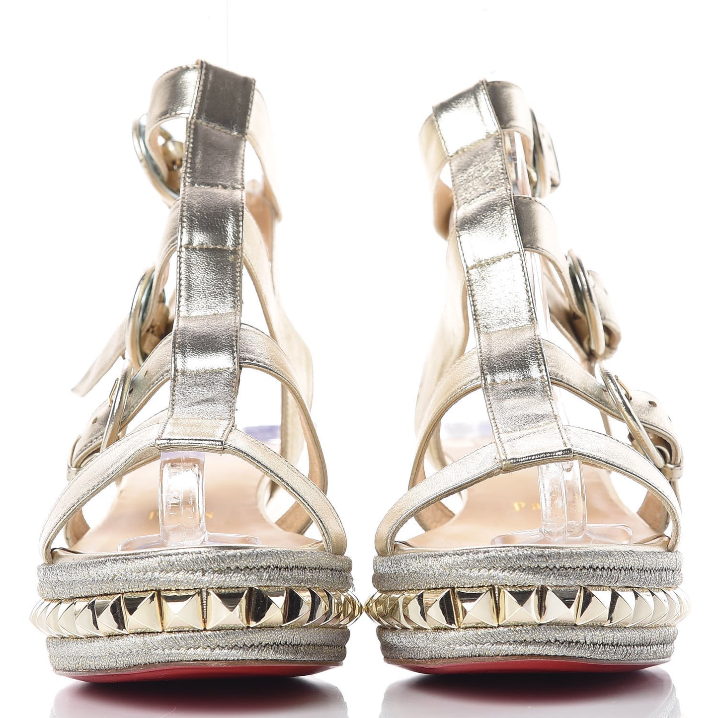 Metallic Nappa Rocknbuckle 60 Platform Sandals 38 Gold