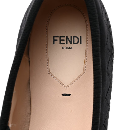 Fendi Technical Knit Logo Ballet Flats 36.5 Black White 6 of 8