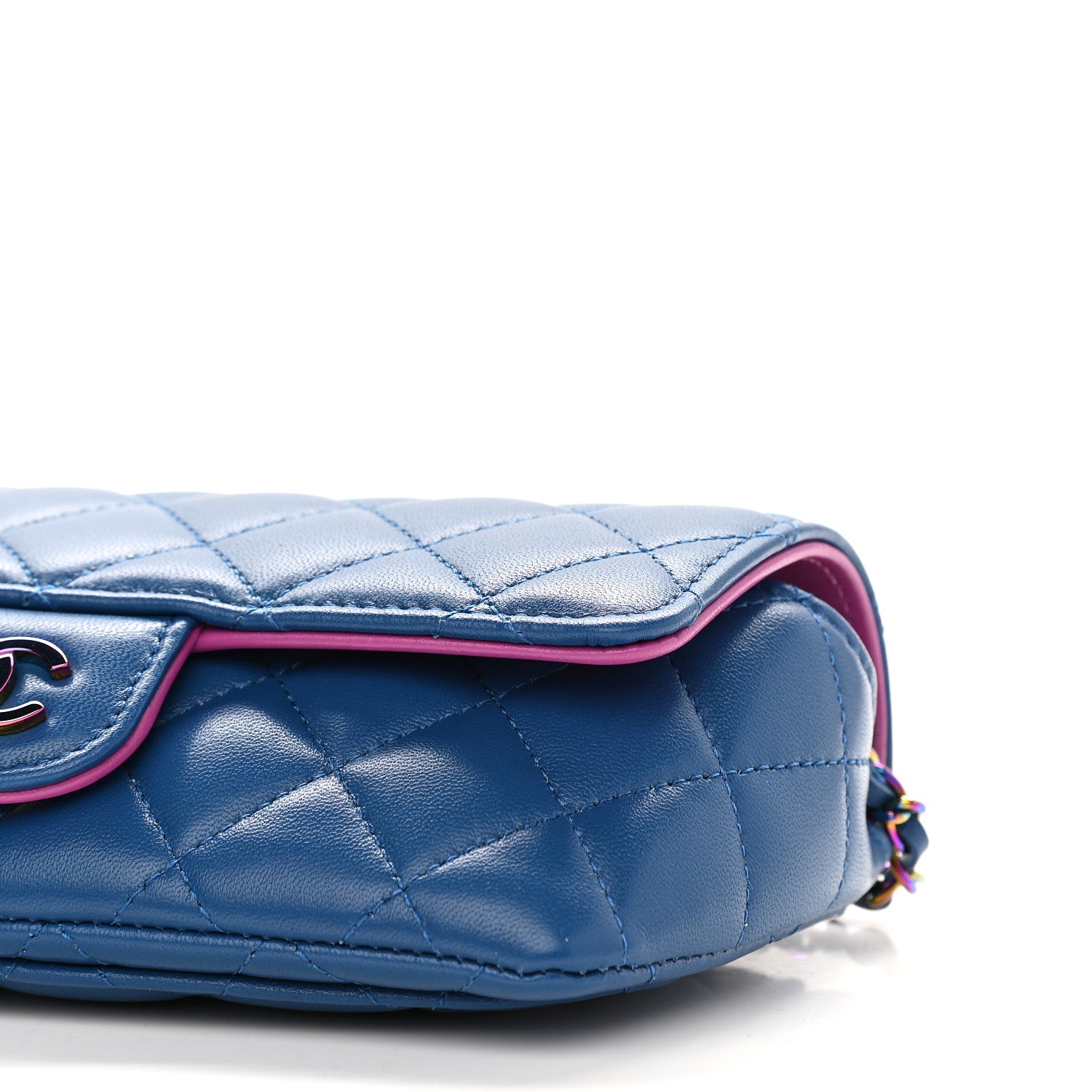 Chanel Lambskin Quilted Glasses Case With Chain Blue Purple 9 of 9