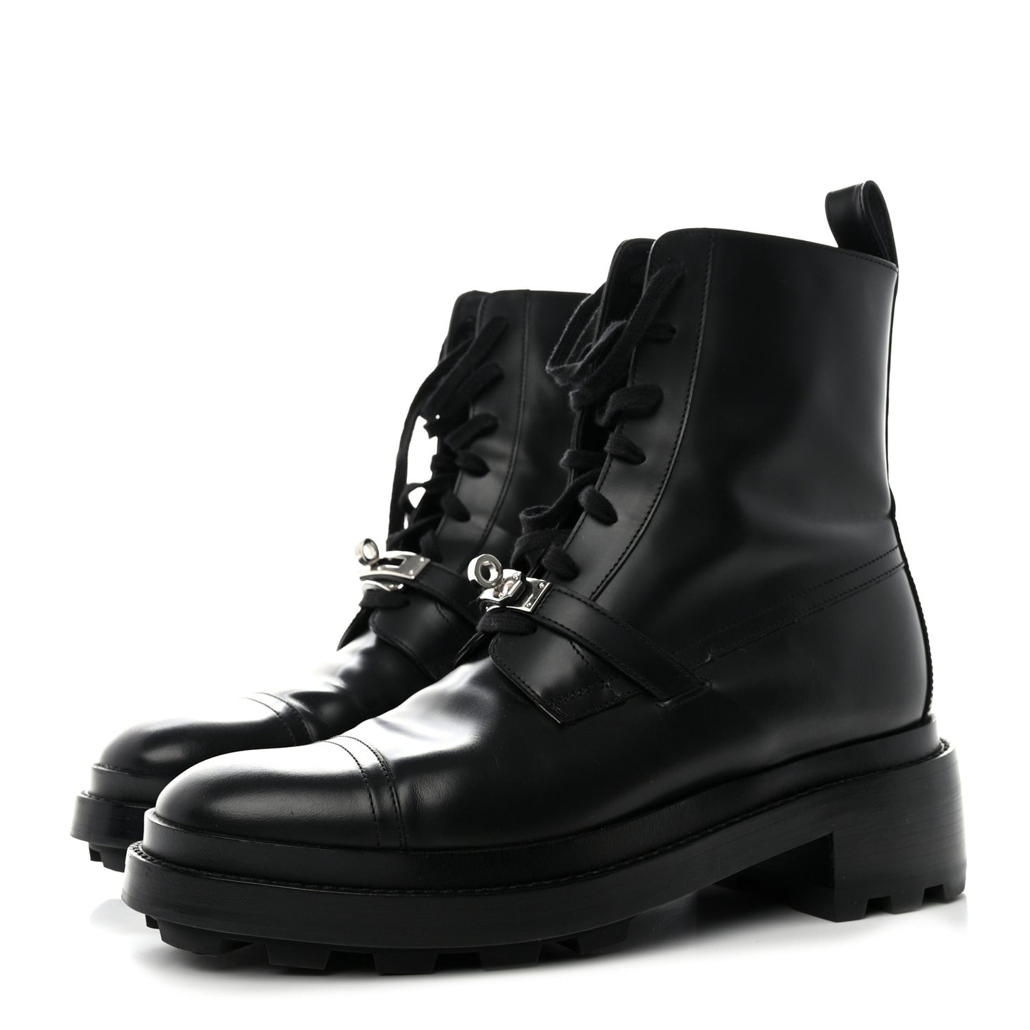 Glossed Calfskin Funk Ankle Boots 40 Black