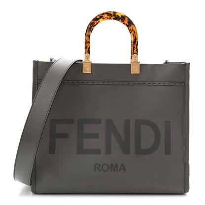 Fendi Vitello King Plexiglass Logo Embossed Medium Fendi Sunshine Shopper Tote Moon 1 of 10
