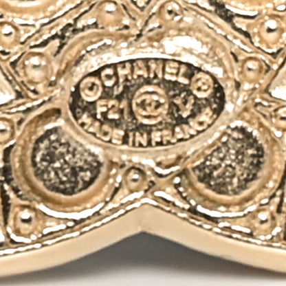 Chanel Metal Crystal Graduated Pearl CC Brooch Gold 3 of 4