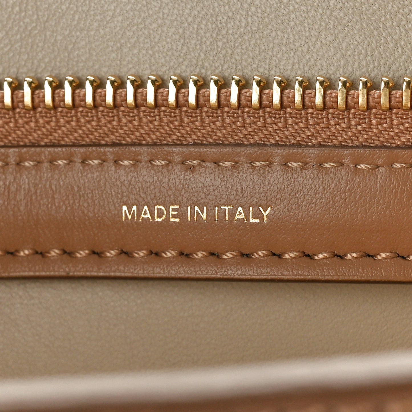 Calfskin Embossed Monogram Zip Pouch Light Camel