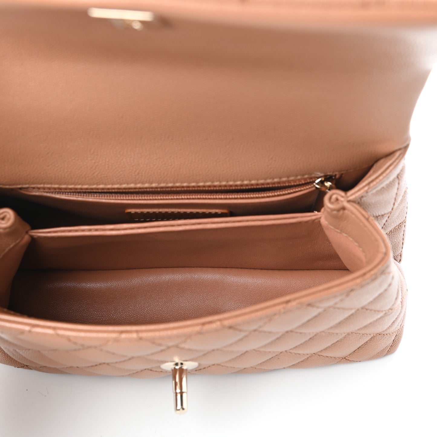 Caviar Quilted Mini Coco Handle Flap Brown