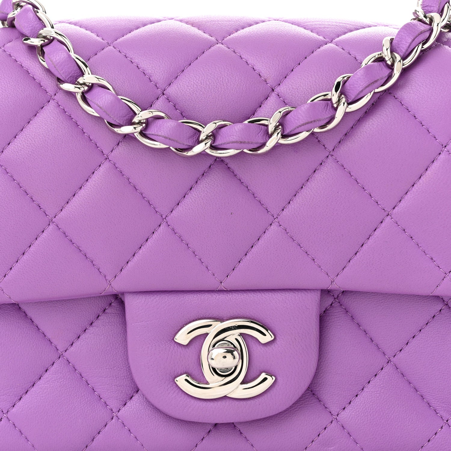 Chanel Lambskin Quilted Mini Square Flap Purple 8 of 10
