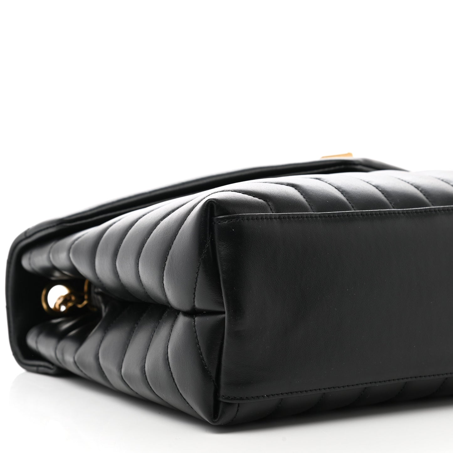 Calfskin Y Quilted Monogram Medium Loulou Chain Satchel Black