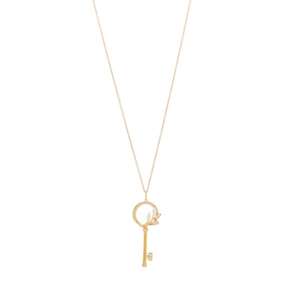 Tiffany 18K Rose Gold Diamond Victoria Vine Circle Key Pendant Necklace 1 of 6
