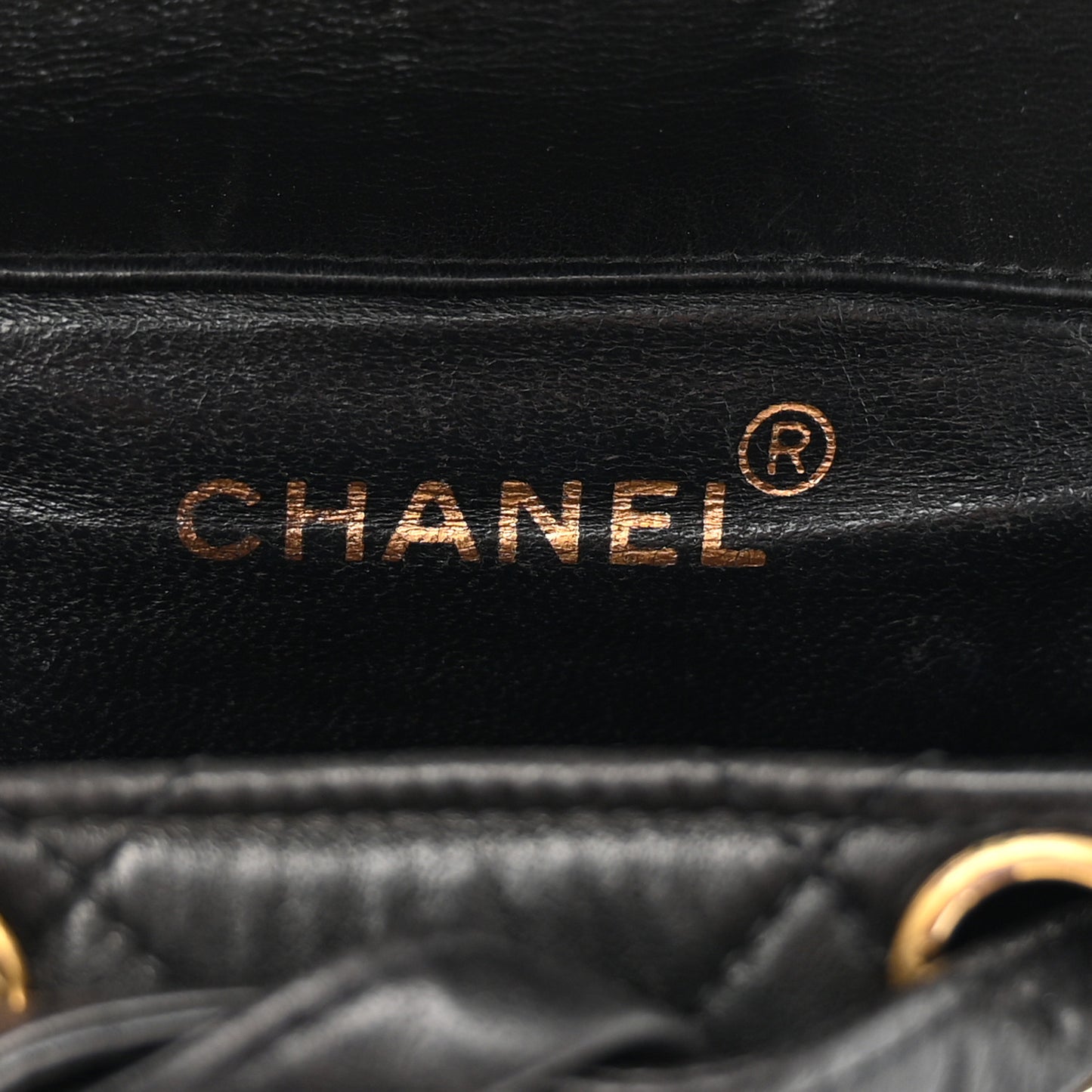 Lambskin Quilted Drawstring Backpack Black