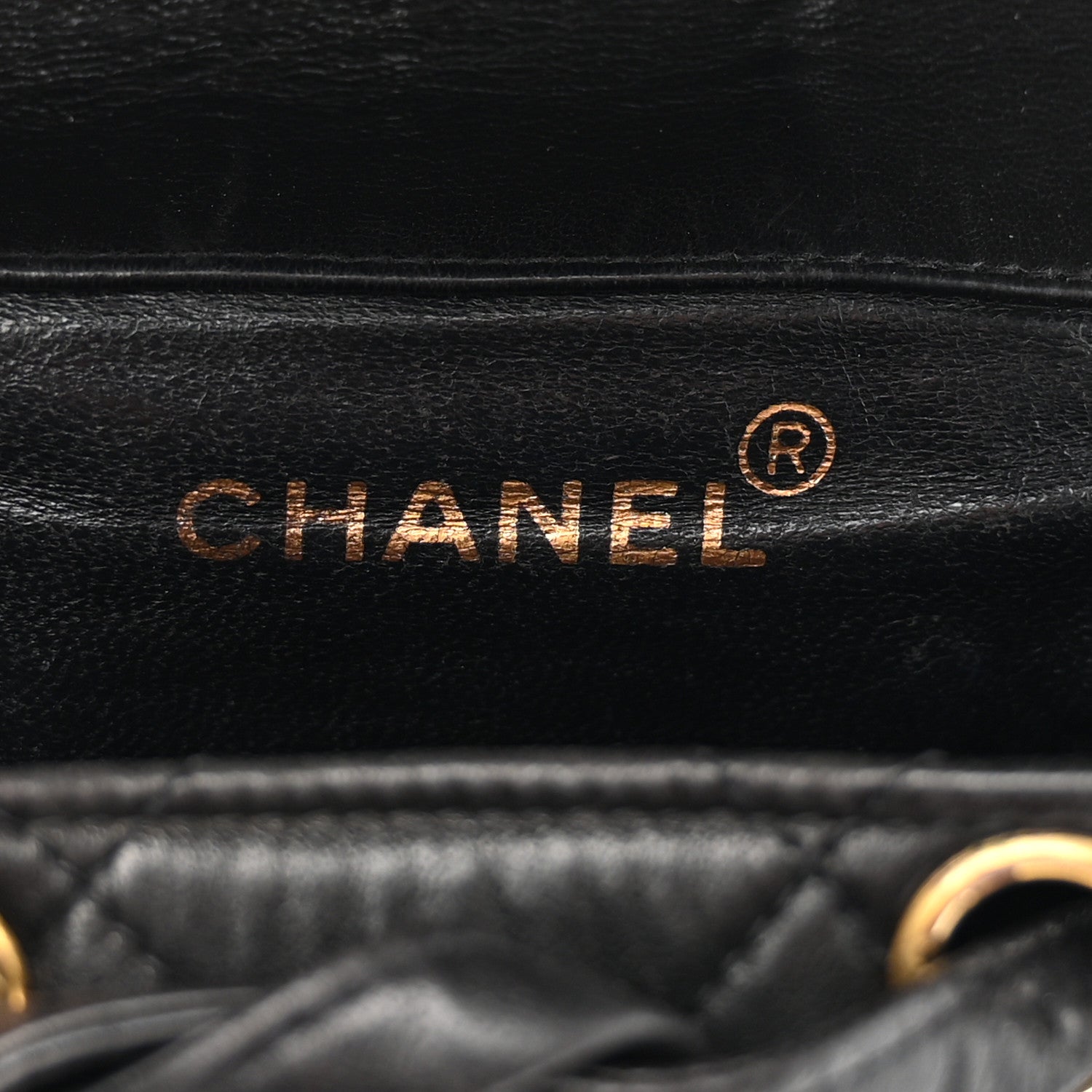 Chanel Lambskin Quilted Drawstring Backpack Black 6 of 13