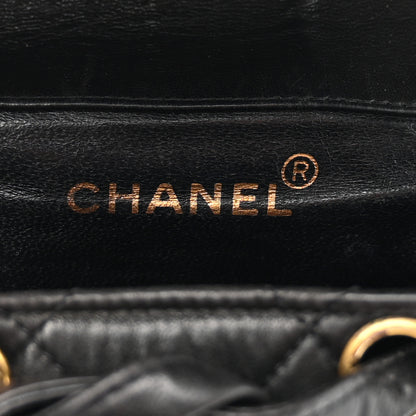 Chanel Lambskin Quilted Drawstring Backpack Black 6 of 13