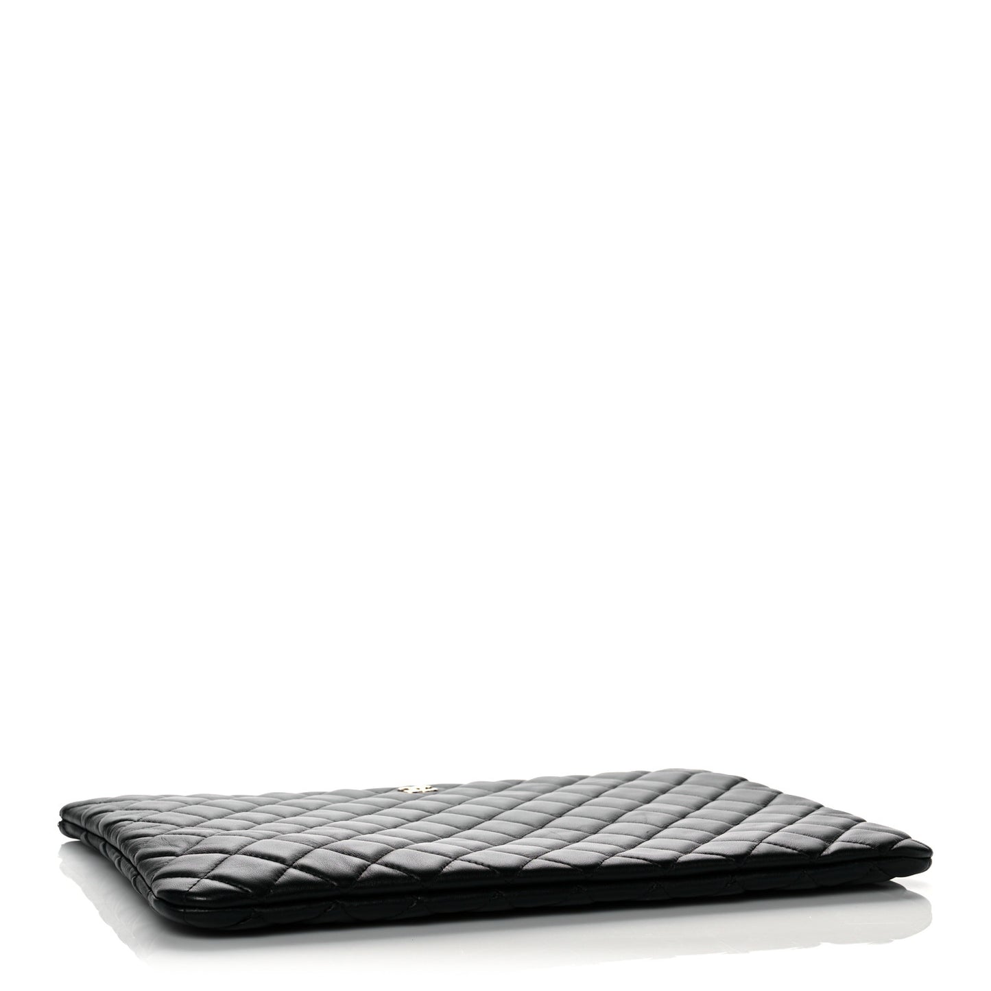 Lambskin Quilted Large Cosmetic Case Black