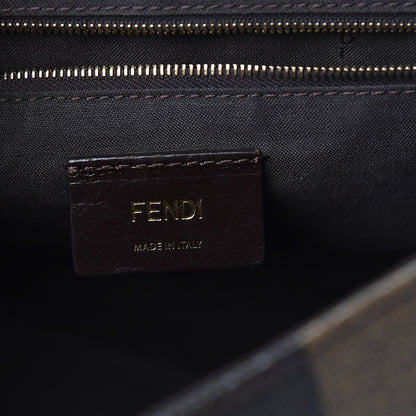 Fendi Pequin Spalmati Vitello Flamingo Shoulder Bag Tobacco Blue Neon 6 of 11