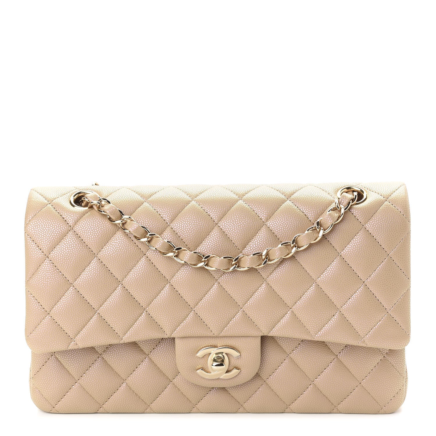 Chanel Iridescent Caviar Quilted Medium Double Flap Dark Beige 1 of 8