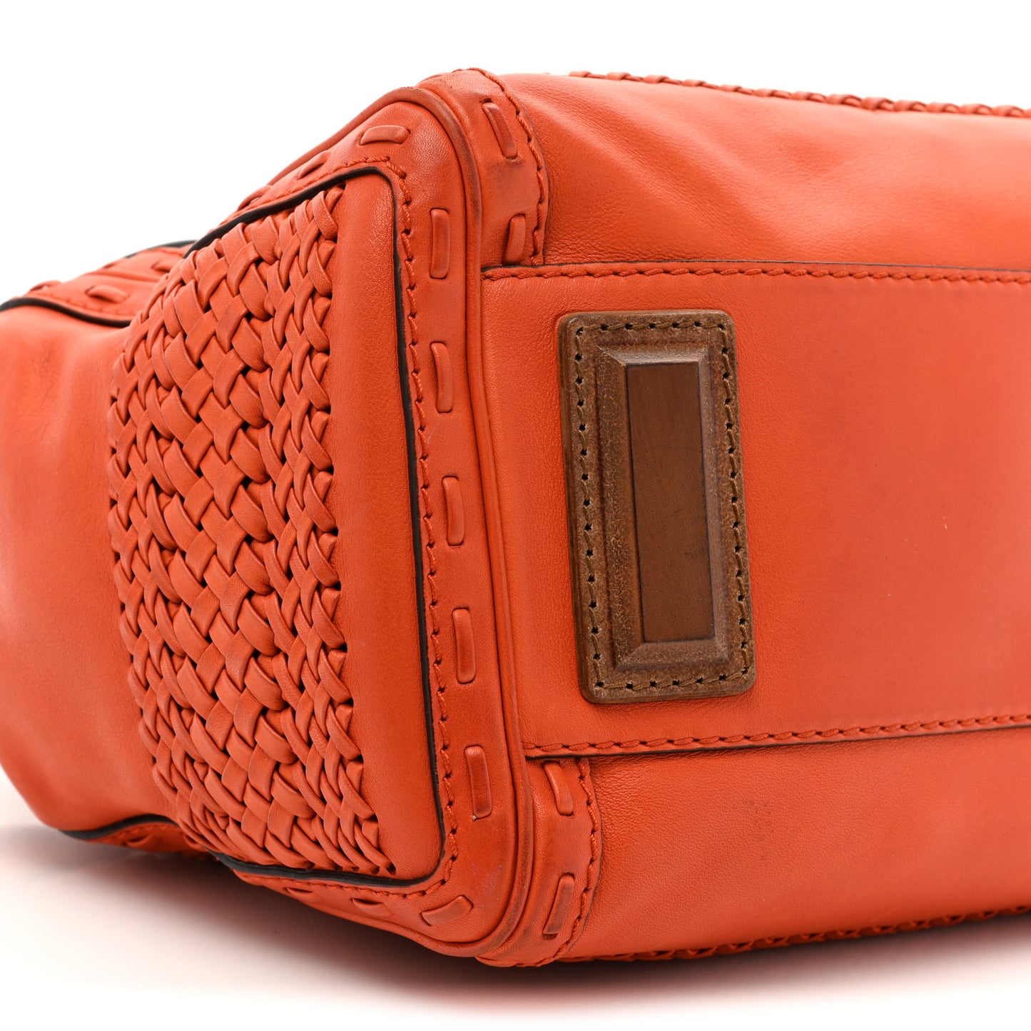 Calfskin Handmade Medium Top Handle Bag Orange