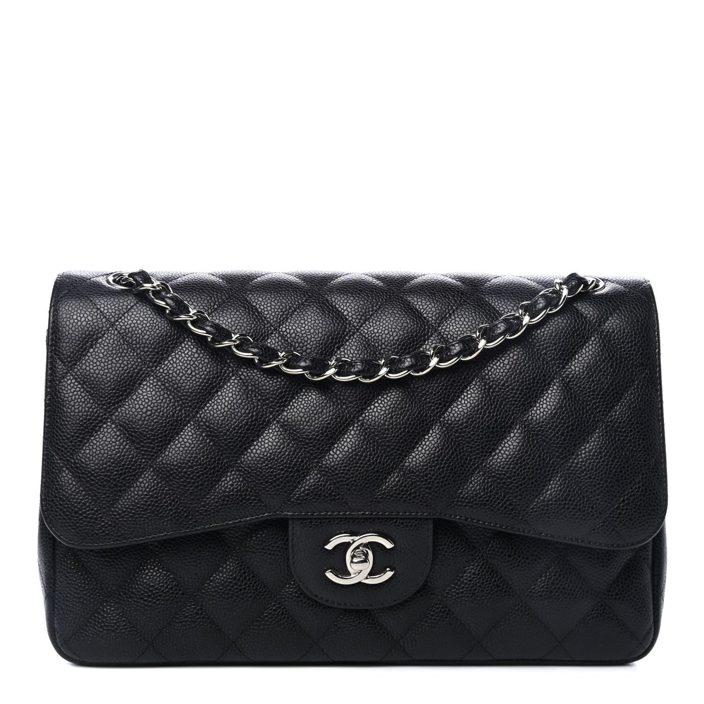 Caviar Quilted Jumbo Double Flap Black