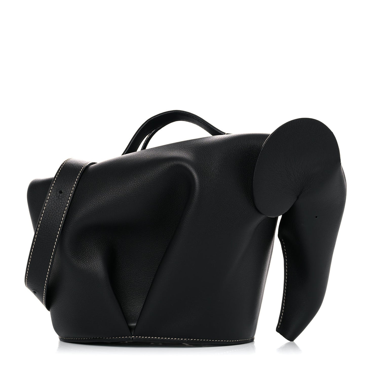 Calfskin Large Elephant Crossbody Bag Black
