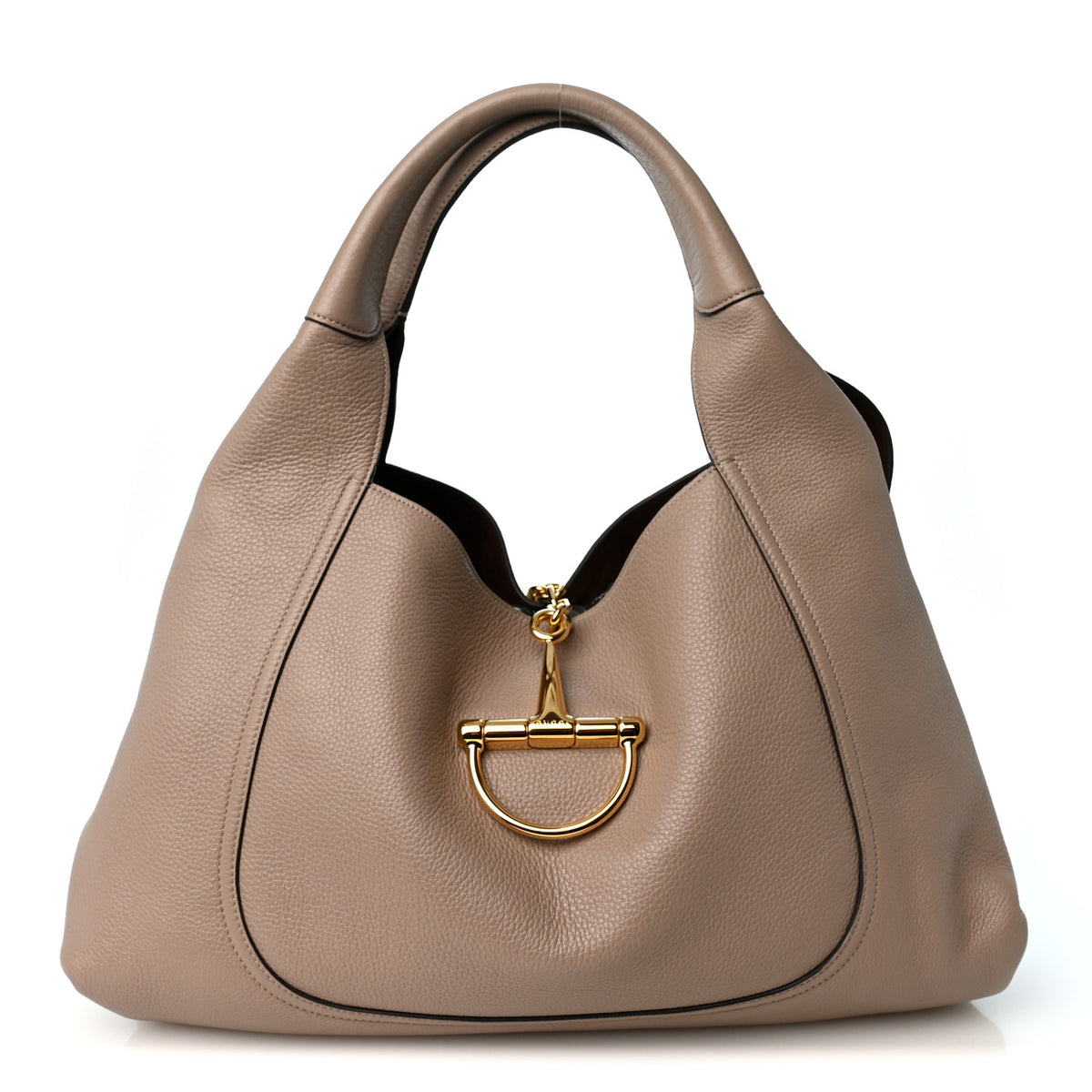 Gucci Grained Calfskin Softbit Maxi Shoulder Bag Taupe 1 of 11