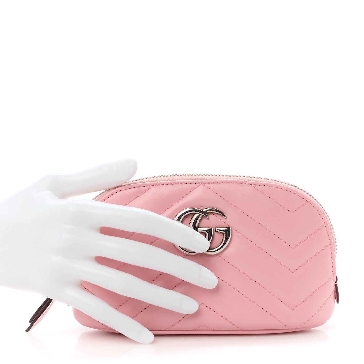 Gucci Calfskin Matelasse GG Marmont Pouch Cosmetic Case Wild Rose 2 of 11