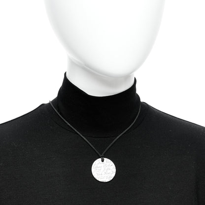 Tiffany Sterling Silver Bone China Notes Round Pendant Cord Necklace Black White 2 of 6