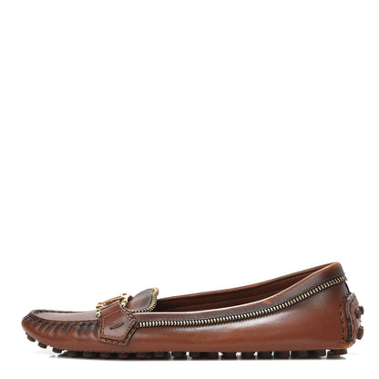 Louis Vuitton Calfskin Zipper Oxford Loafers 37 Cognac 1 of 9