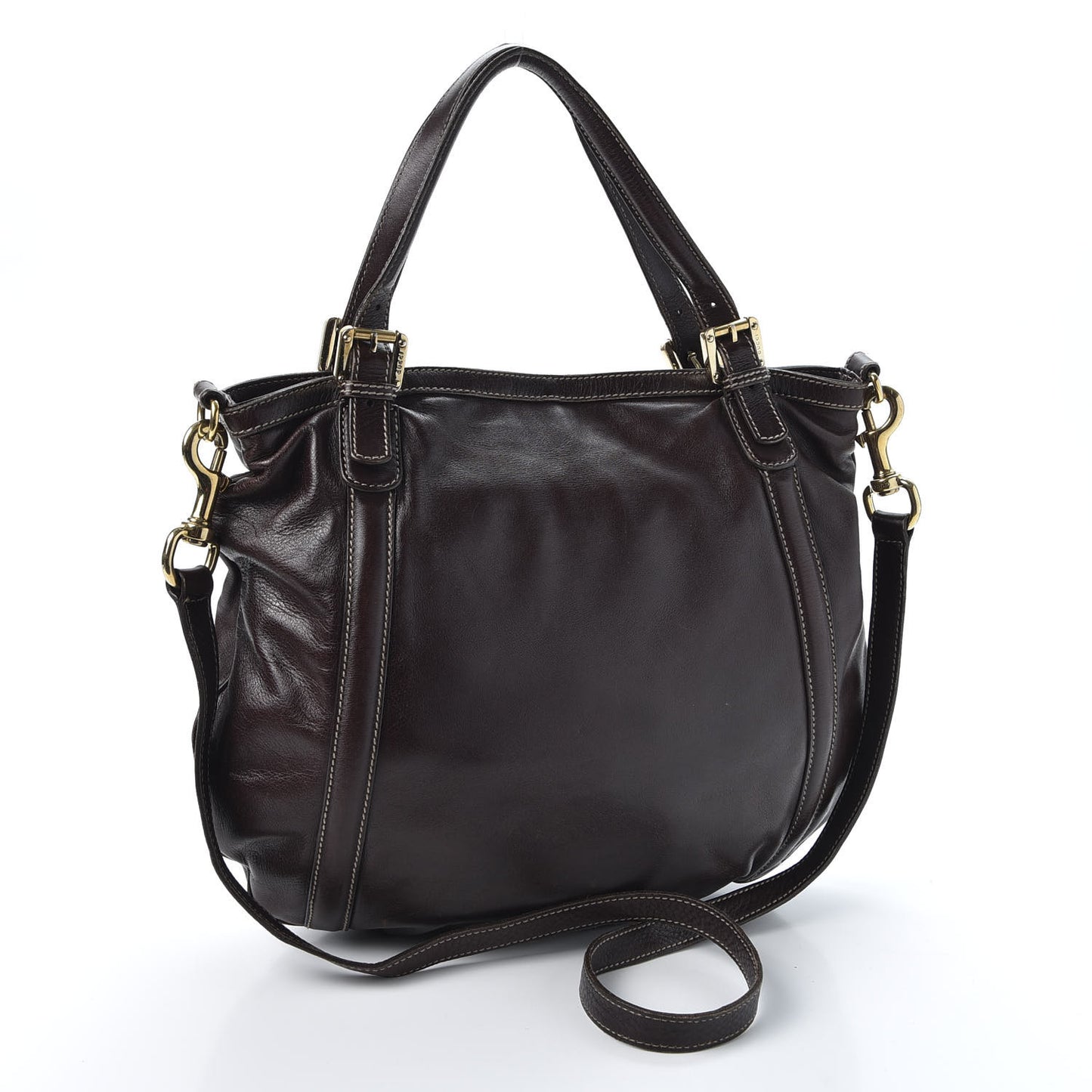 Calfskin Medium Britt Tote Dark Brown