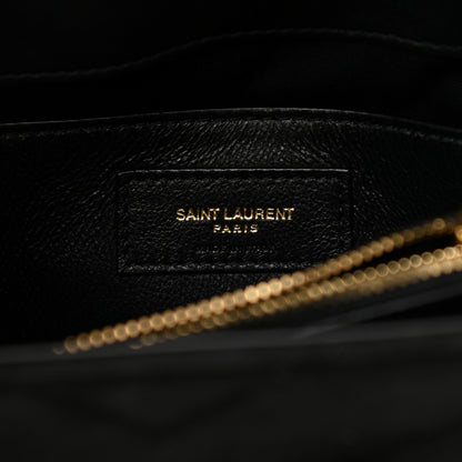 Saint Laurent Suede Calfskin Y Quilted Monogram Small Loulou Chain Satchel Black 7 of 11