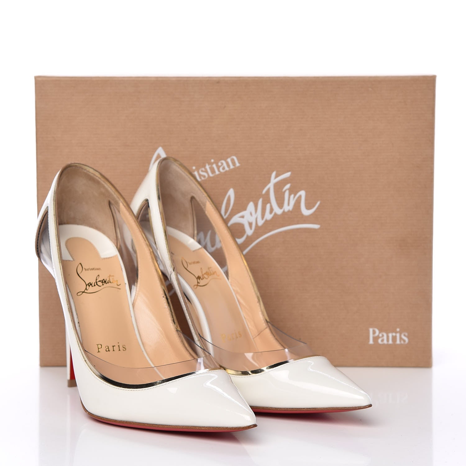 Christian Louboutin Patent Specchio PVC Cosmo 554 100 Pumps 36 Snow 10 of 10